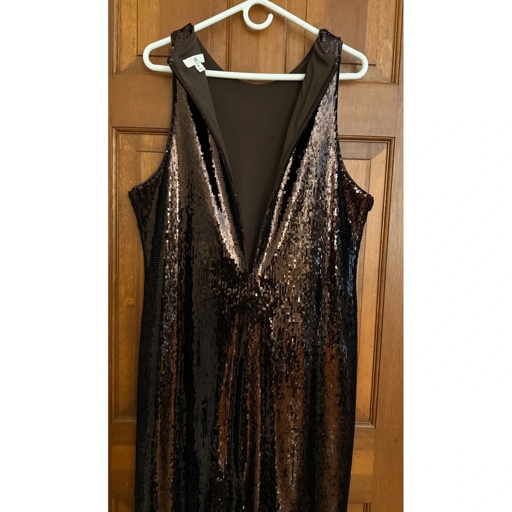 Banana Republic Sequined Evening Gown Dress Womens XL (16-18) Brown Wedding Prom